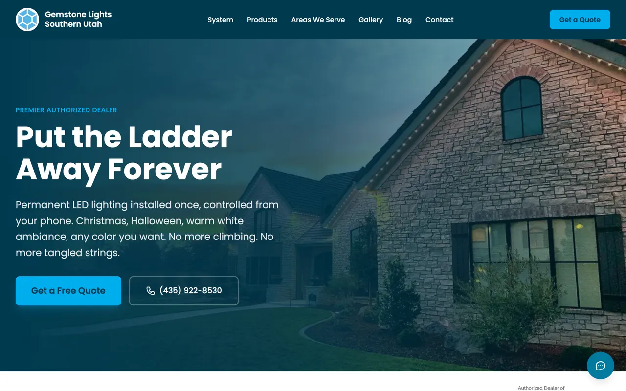 Homepage of the Gemstone Lights website